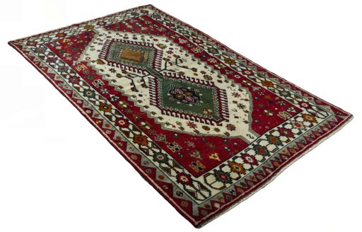 Close-up detail of 2000s Persian Gabbeh rug from Iran / Persia showing Wool weave