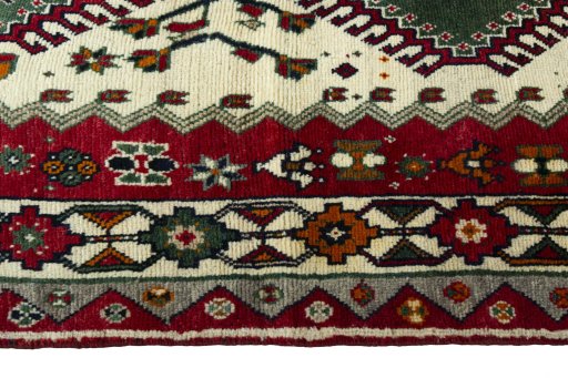 Close-up detail of 2000s Persian Gabbeh rug from Iran / Persia showing Wool weave