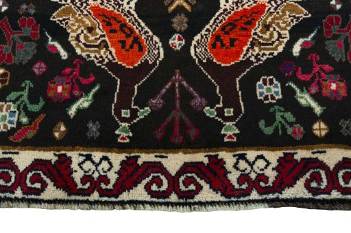 Central medallion detail of 2000s Persian Gabbeh rug from Iran / Persia
