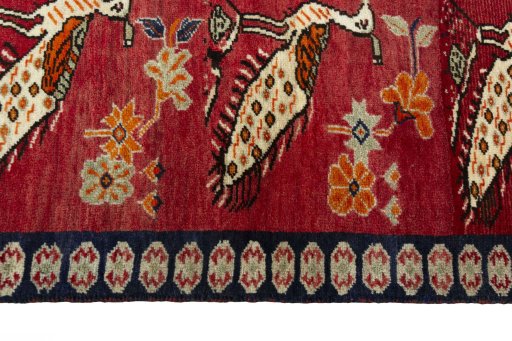 Close-up detail of 2000s Persian Gabbeh rug from Iran / Persia showing Wool weave