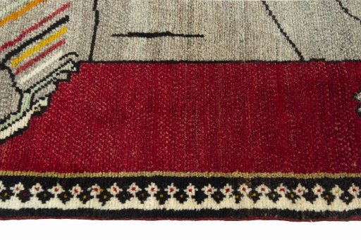 Close-up detail of 2000s Persian Gabbeh rug from Iran / Persia showing Wool weave