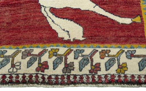 Central medallion detail of 2000s Persian Gabbeh rug from Iran / Persia
