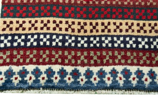 Central medallion detail of 2000s Persian Gabbeh rug from Iran / Persia