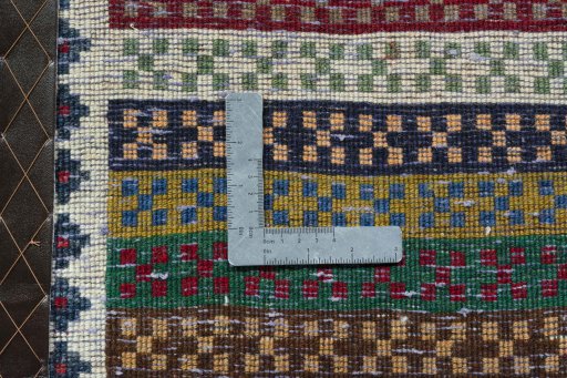 Full view of 2000s Persian Gabbeh rug from Iran / Persia, 97 × 62 cm in Multi Color tones