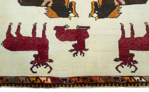 Central medallion detail of 2000s Persian Gabbeh rug from Iran / Persia