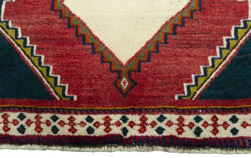 Central medallion detail of 2000s Persian Gabbeh rug from Iran / Persia