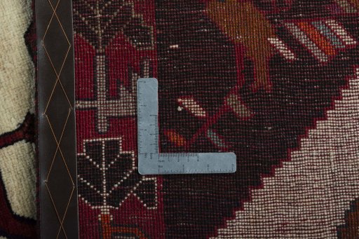 Close-up detail of 2000s Persian Gabbeh rug from Iran / Persia showing Wool weave