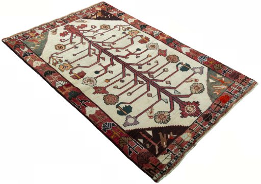 Close-up detail of 2000s Persian Gabbeh rug from Iran / Persia showing Wool weave