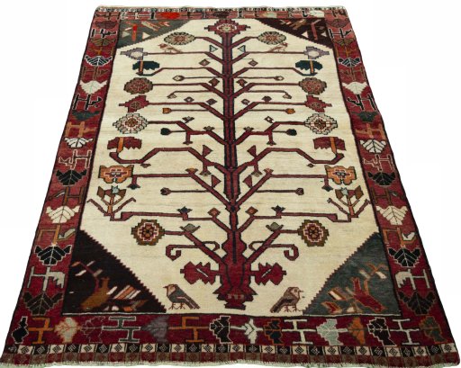 Surface texture of 2000s Persian Gabbeh rug with natural Wool and intricate pattern