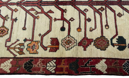 Close-up detail of 2000s Persian Gabbeh rug from Iran / Persia showing Wool weave