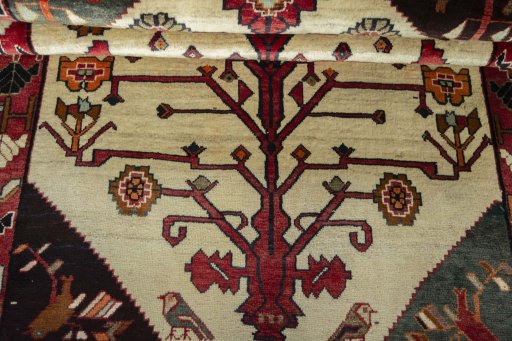 Full view of 2000s Persian Gabbeh rug from Iran / Persia, 187 × 120 cm in Beige tones