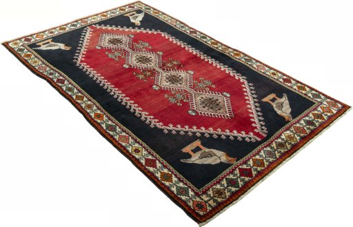 Close-up detail of 2000s Persian Gabbeh rug from Iran / Persia showing Wool weave