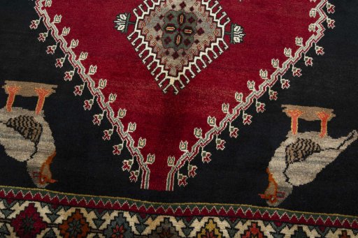 Central medallion detail of 2000s Persian Gabbeh rug from Iran / Persia