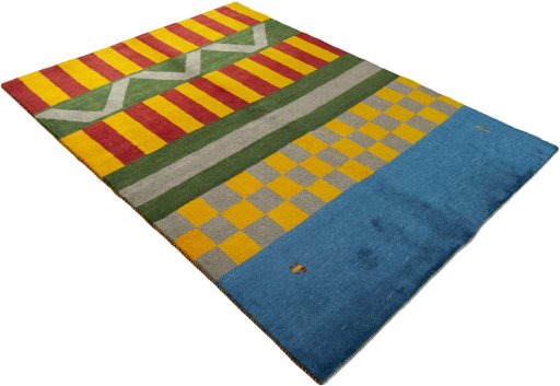 Close-up detail of New Persian Gabbeh rug from Iran / Persia showing Wool weave