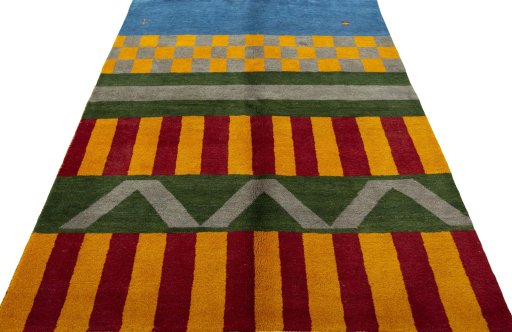 Surface texture of New Persian Gabbeh rug with natural Wool and intricate pattern