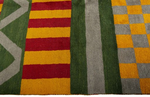Close-up detail of New Persian Gabbeh rug from Iran / Persia showing Wool weave