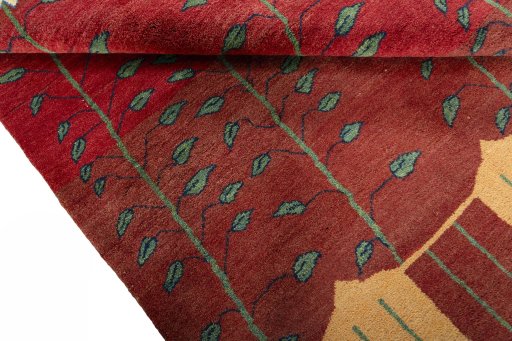Full view of New Persian Gabbeh rug from Iran / Persia, 229 × 156 cm in Red tones