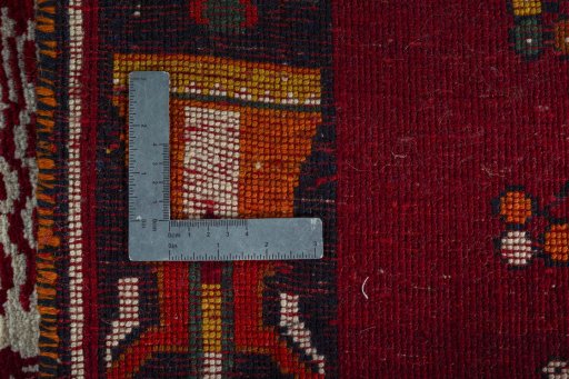 Close-up detail of 2000s Persian Gabbeh rug from Iran / Persia showing Wool weave