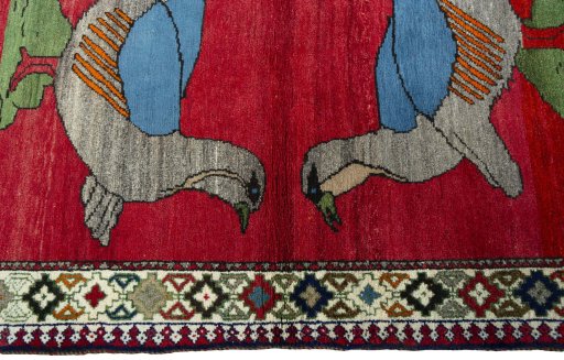 Close-up detail of 2000s Persian Gabbeh rug from Iran / Persia showing Wool weave
