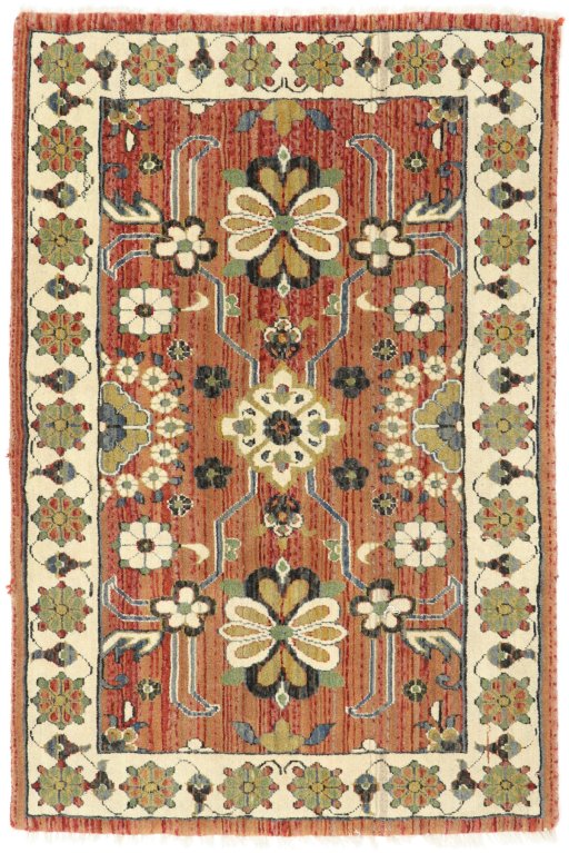 Full view of New Persian Gabbeh rug from Iran / Persia, 140 × 90 cm in Terracotta tones