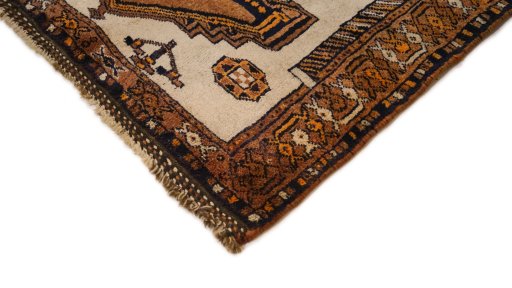 Backside of handmade 2000s Persian Gabbeh rug showing knot structure and weave density