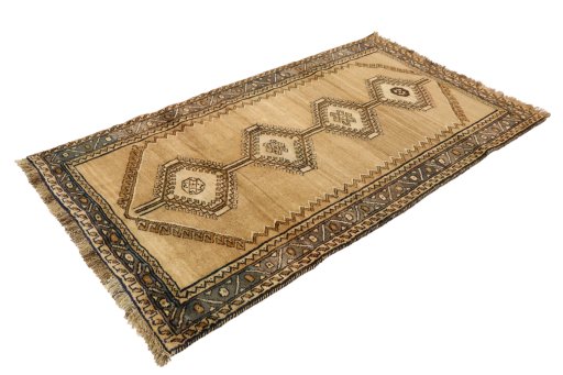 Close-up detail of 1990s Persian Gabbeh rug from Iran / Persia showing Wool weave