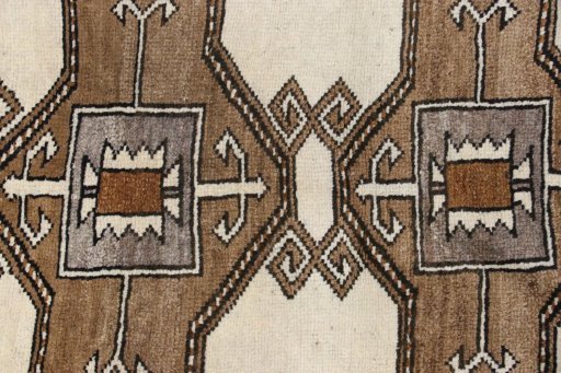 Close-up detail of 2000s Persian Gabbeh rug from Iran / Persia showing Wool weave