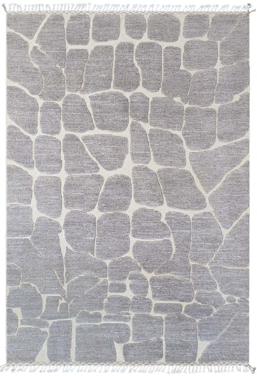 Full view of New Morocco rug from Pakistan, 296 × 205 cm in Gray tones