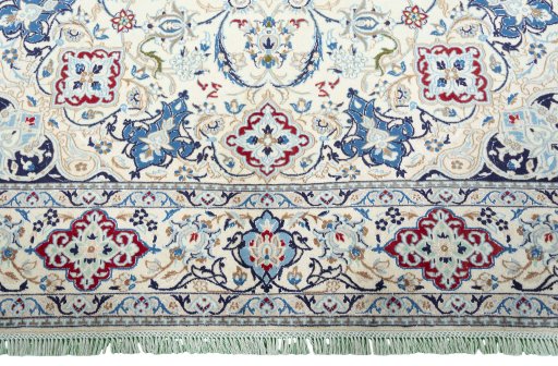 Full view of 2000s Nain rug from Iran / Persia, 318 × 212 cm in Beige tones