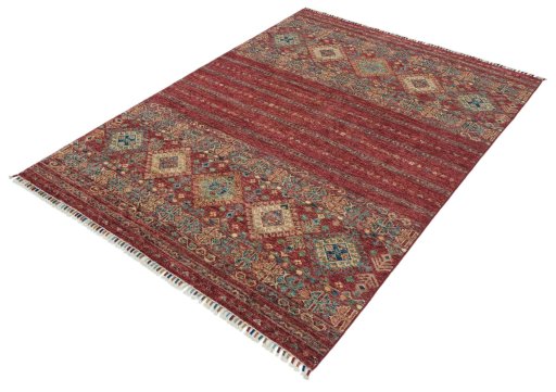 Close-up detail of New Samarkand rug from Pakistan showing Wool weave