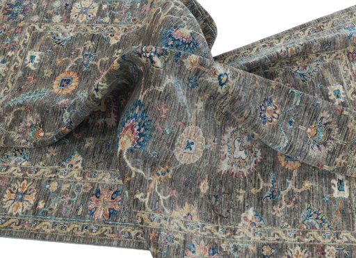 Full view of New Farahan rug from Pakistan, 199 × 151 cm in Brown tones