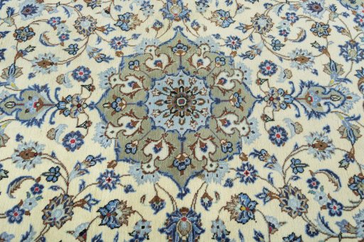 Central medallion detail of 2000s Kashan rug from Iran / Persia