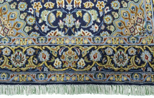 Full view of 2000s Kashan rug from Iran / Persia, 166 × 109 cm in Blue tones
