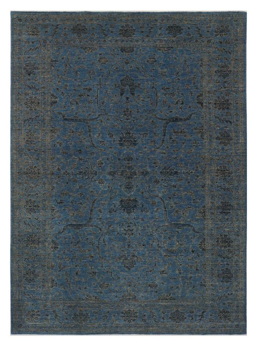 Full view of New Farahan rug from Pakistan, 336 × 239 cm in Blue tones