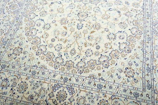 Close-up detail of 2000s Nain rug from Iran / Persia showing Wool weave