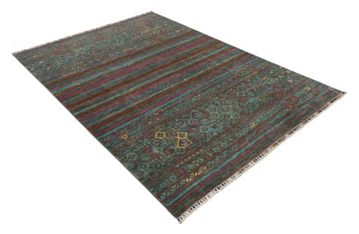 Corner detail of New Samarkand rug showing border pattern and Wool pile