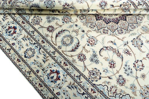 Close-up detail of New Nain rug from Iran / Persia showing Wool weave