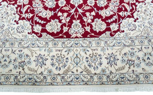 Full view of New Nain rug from Iran / Persia, 254 × 244 cm in Red tones