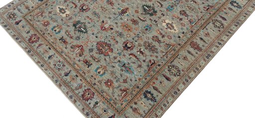 Backside of handmade New Kazak rug showing knot structure and weave density