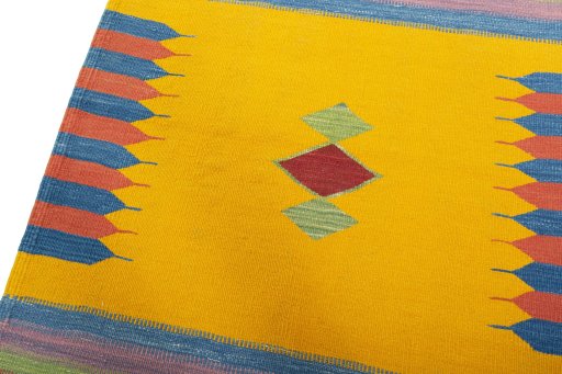 Surface texture of New Kilim Sofre rug with natural Wool and intricate pattern