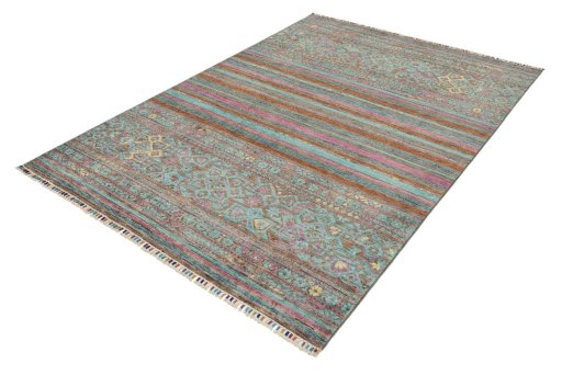 Close-up detail of New Samarkand rug from Pakistan showing Wool weave