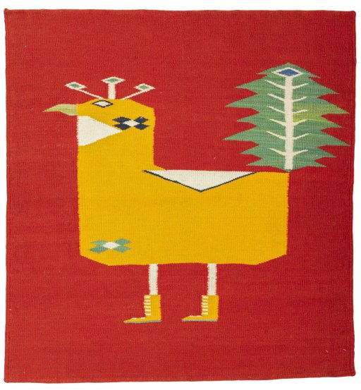 Full view of New Kilim Dastan rug from Turkey, 103 × 96 cm in Multi Color tones