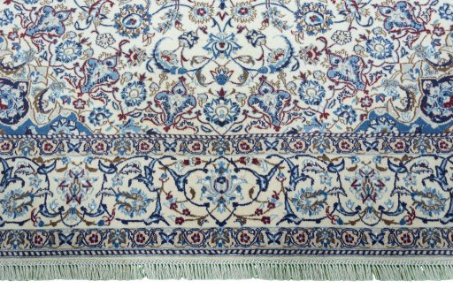 Full view of 2000s Nain rug from Iran / Persia, 298 × 200 cm in Beige tones