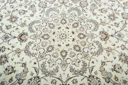 Central medallion detail of 2000s Kashan rug from Iran / Persia