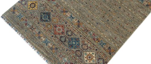 Backside of handmade New Samarkand rug showing knot structure and weave density