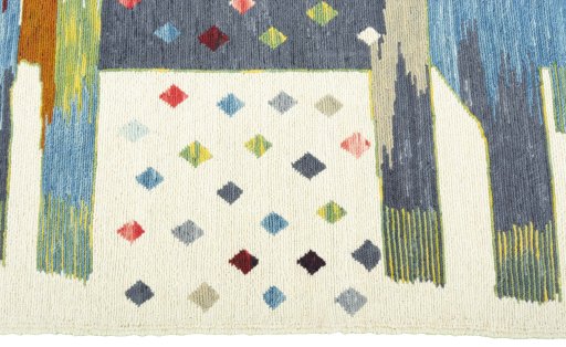 Close-up detail of New Kilim Dastan rug from Turkey showing Wool weave