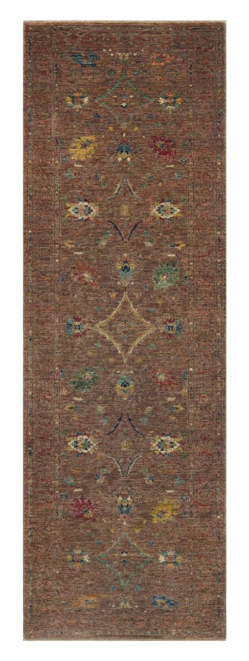 Full view of New Farahan rug from Pakistan, 247 × 79 cm in Beige tones