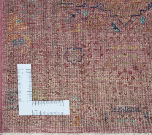 Corner detail of New Mamluk rug showing border pattern and Wool pile