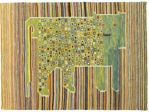 Full view of New Kilim Dastan rug from Turkey, 109 × 80 cm in Multi Color tones