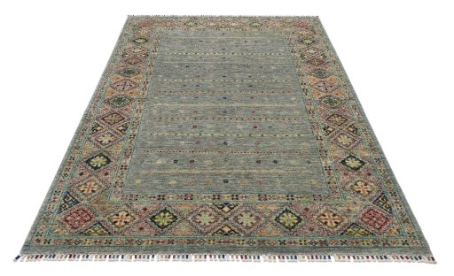 Surface texture of New Samarkand rug with natural Wool and intricate pattern